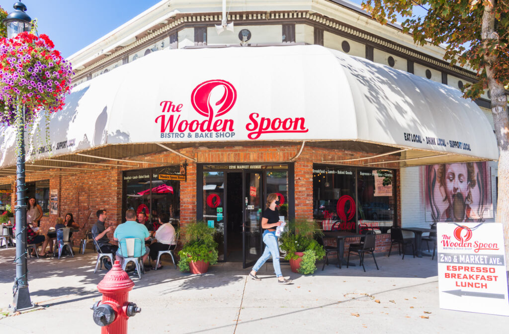 The Wooden Spoon Bistro storefront on Market Avenue